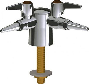 Chicago Faucets LGB1-11D-20 Turret with Two Ball Valves at 90 Degrees, Full Flow Laboratory Serrated Nozzle, Laboratory Index Button, Brown with White Letters, NIT (Nitrogen)