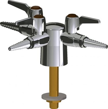 Chicago Faucets LGB1-11D-30 Turret with Three Ball Valves at 90 Degrees, Full Flow Laboratory Serrated Nozzle, Laboratory Index Button, Brown with White Letters, NIT (Nitrogen)