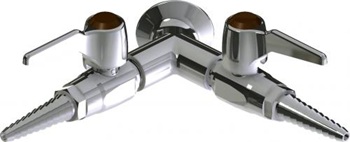 Chicago Faucets LGB1-11D-60 Y Pattern Wall Flange with Two Ball Valves at 90 Degrees, Full Flow Laboratory Serrated Nozzle, Laboratory Index Button, Brown with White Letters, NIT (Nitrogen)