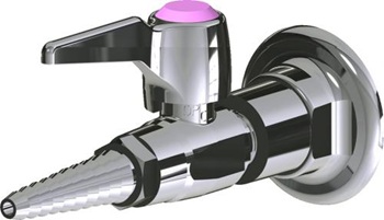 Chicago Faucets LGB1-11G-50 Single Valve with Wall Flange, Laboratory Index Button, Pink with Black Letters, CO2 (Carbon Dioxide)