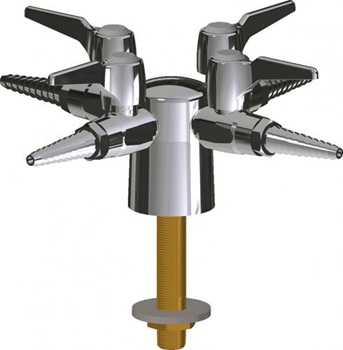 Chicago Faucets LGB1-11H-40 Turret with Four Ball Valves at 90 Degrees, Full Flow Laboratory Serrated Nozzle, Laboratory Index Buttons, Silver with Black Letters, CO (Carbon Monoxide)