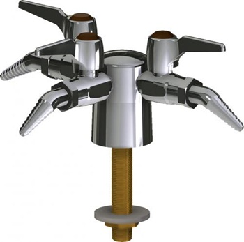 Chicago Faucets LGB1-21D-30 Turret with Three Ball Valves at 90 degrees, Laboratory 30-degree Angled Nozzle, Index Button, Brown with White Letters, NIT (Nitrogen)