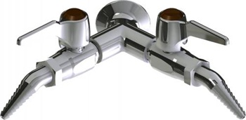 Chicago Faucets LGB1-21D-60 Y Pattern Wall Flange with Two Ball Valves at 90 degrees, Laboratory 30-degree Angled Nozzle, Index Button, Brown with White Letters, NIT (Nitrogen)
