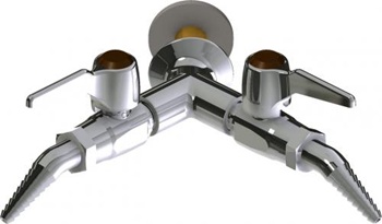 Chicago Faucets LGB1-21D-65 Y Pattern Wall Flange with Two Ball Valves at 90 degrees, Laboratory 30-degree Angled Nozzle, Index Button, Brown with White Letters, NIT (Nitrogen)