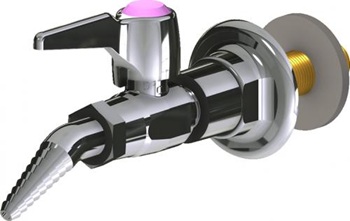 Chicago Faucets LGB1-21G-55 Wall Flange with Single Ball Valve, Laboratory 30-degree Angled Nozzle, Index Button, Pink with Black Letters, CO2 (Carbon Dioxide)