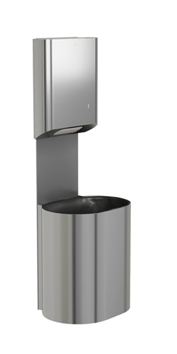 Bradley 2B5-110000 Elvari Surface Mounted Towel Dispenser and Waste Receptacle, Medium Capacity, 500 Folded, 14 Gallon, Satin Stainless