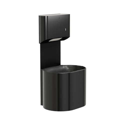 Bradley 2B5-113400-BB Elvari Surface Mounted Towel Dispenser and Waste Receptacle, Small Capacity, 400 Folded, 10 Gallon, Brushed Black