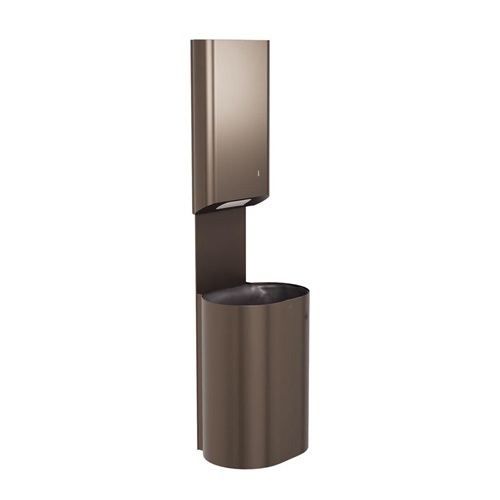 Bradley 2B5-113600-BZ Elvari Surface Mounted Towel Dispenser and Waste Receptacle, Large Capacity, 800 Folded, 18 Gallon, Brushed Bronze