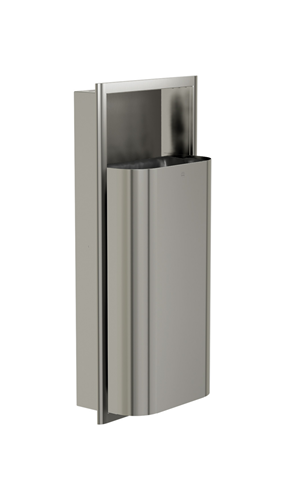 Bradley 3B1-000000-BS Elvari Waste Receptacle, Recessed, Medium Capacity, 12 Gallon, Brushed Stainless