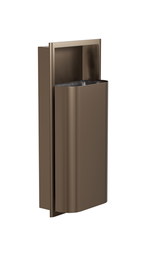 Bradley 3B1-000000-BZ Elvari Waste Receptacle, Recessed, Medium Capacity, 12 Gallon, Brushed Bronze