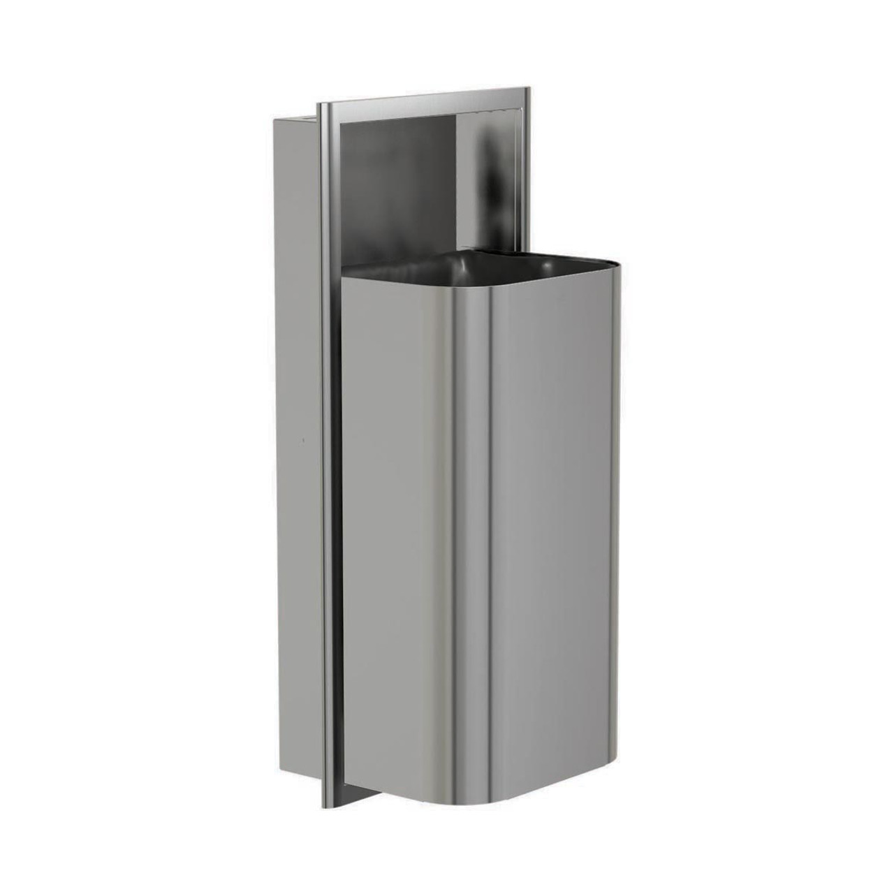 Bradley 3B1-003600 Elvari Waste Receptacle, Recessed, Large Capacity, 18 Gallon, Satin Stainless