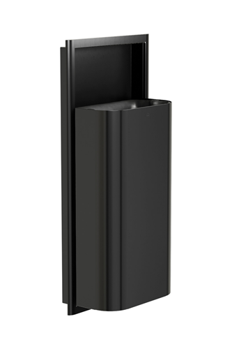 Bradley 3B1-100000-BB Elvari Waste Receptacle, Semi-Recessed, Medium Capacity, 12 Gallon, Brushed Black