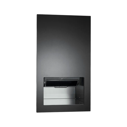 ASI 645210AC-41 Piatto Completely Recessed Automatic Roll Paper Towel Dispenser, AC Powered, Matte Black Phenolic Door