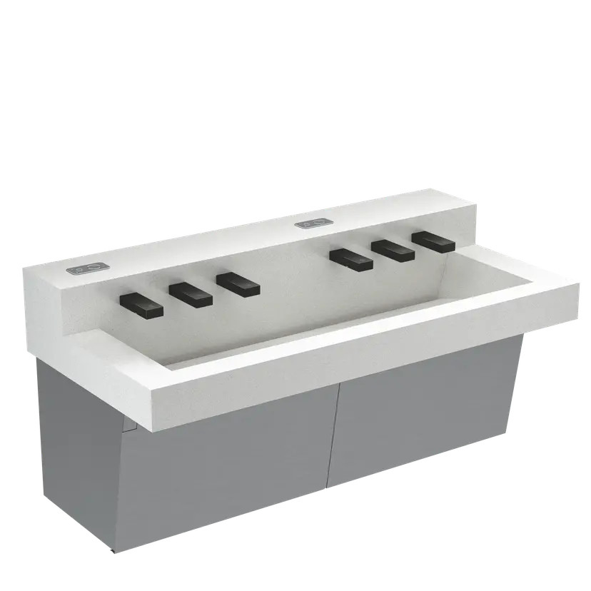 Sloan FD-82000 FLITE-DEC 2-Station Wall Mounted Integrated Sink System with Touchless Faucet, Soap Dispenser and HEPA Filtered Hand Dryer
