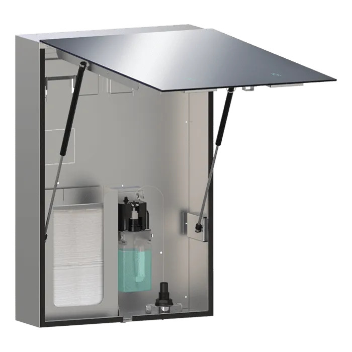 ASI 0661-T Velare BTM System, Stainless Steel Cabinet with Frameless Mirror, Liquid Soap Dispenser and Paper Towel Dispenser