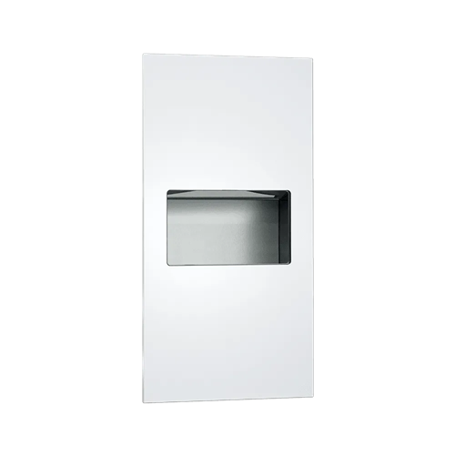 ASI 64623-00 Simplicity Paper Towel Dispenser and Waste Receptacle, Manual, Recessed, 2.2 Gallon, White Phenolic Door
