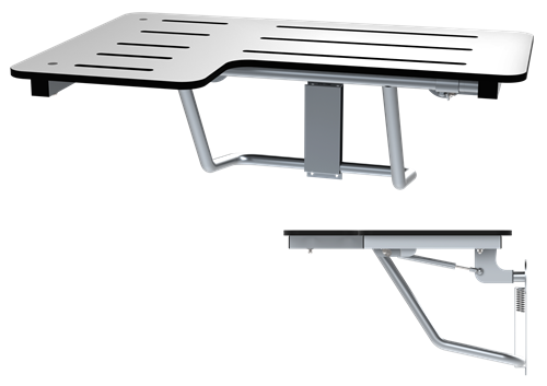 ASI 8206-SC-R Slow Close Folding Shower Seat, Solid Phenolic, White, L Shaped, Right Hand, ADA