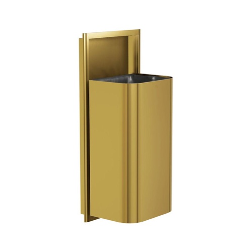 Bradley 3B1-103600-BR Elvari Waste Receptacle, Semi-Recessed, Large Capacity, 18 Gallon, Brushed Brass