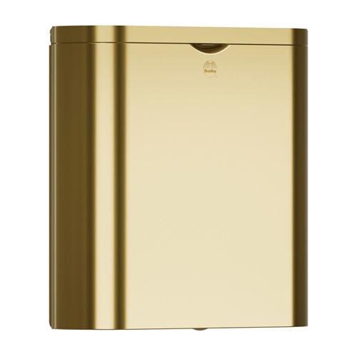 Bradley 4B2-110000-BR Elvari Sanitary Napkin Disposal, Surface Mounted, 1.5 Gallon, Brushed Brass