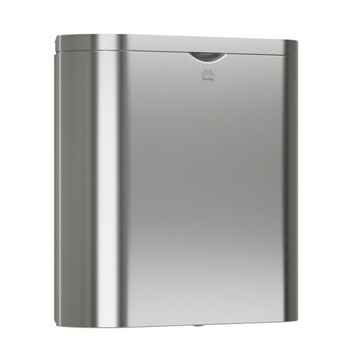 Bradley 4B2-110000-BS Elvari Sanitary Napkin Disposal, Surface Mounted, 1.5 Gallon, Brushed Stainless