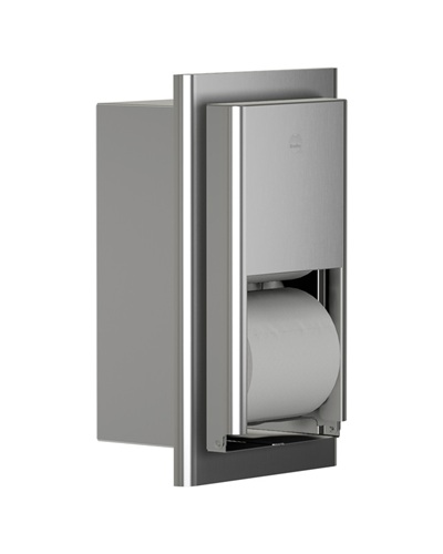 Bradley 5B2-000000 Elvari Toilet Tissue Dispenser, Dual Roll, Recessed, Satin Stainless
