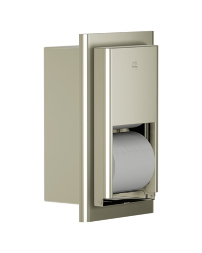 Bradley 5B2-000000-BN Elvari Toilet Tissue Dispenser, Dual Roll, Recessed, Brushed Nickel