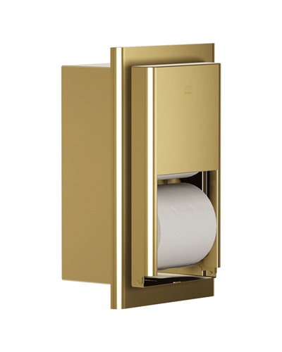 Bradley 5B2-000000-BR Elvari Toilet Tissue Dispenser, Dual Roll, Recessed, Brushed Brass