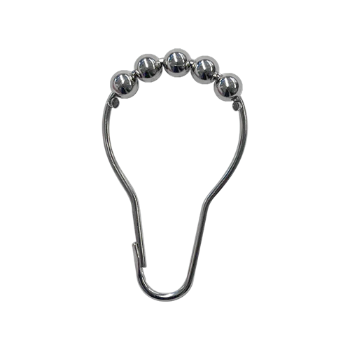 ASI 1200-ROL Shower Curtain Hook with Roller Rings, Nickel Plated Brass (Qty 1 Hook)