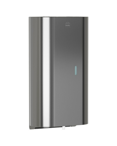 Bradley 6B1-119300 Elvari Sensor Operated Liquid Soap/Gel Sanitizer Dispenser, Battery, Surface Mounted, 40 oz, Satin Stainless