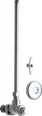 Chicago Faucets 1027-ABCP Angle Stop Fitting, 2-1/4" Tee Handle, 12" Supply Tube, Loose Key