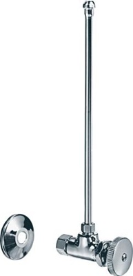 Chicago Faucets 1028-ABCP Angle Stop Fitting, 1-7/8" Wheel Handle, 12" Supply Tube, Wall Flange