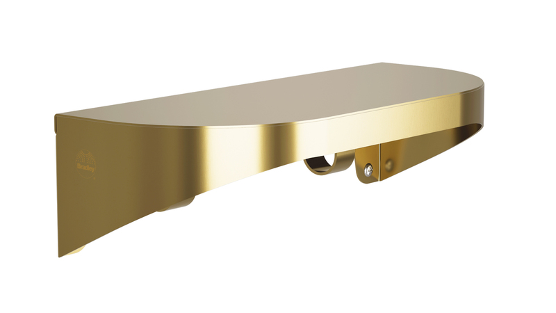 Bradley 7B2-0052496-BR Elvari Shelf with Hooks, Surface Mounted, 5" Depth x 24" Long, Brushed Brass