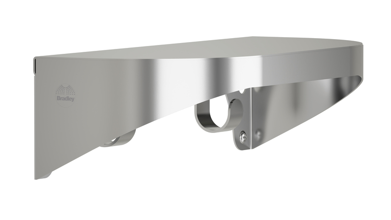 Bradley 7B2-0081896 Elvari Shelf with Hooks, Surface Mounted, 8" Depth x 18" Long, Satin Stainless