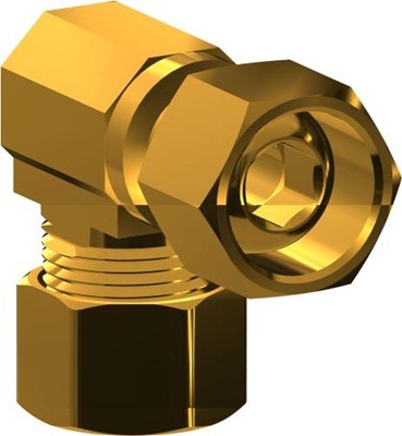 Chicago Faucets 131-007KJKRBF Chicago Faucets Part: L Bypass Connector, 3/8" Compression, Rough Brass