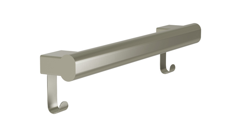 Bradley 8B1-0011896-BN Elvari Oval Grab Bar with Hooks, 18" Length, Brushed Nickel