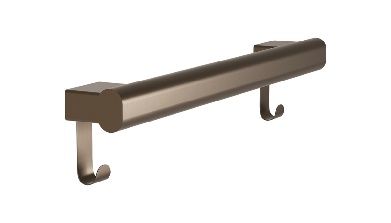 Bradley 8B1-0011896-BZ Elvari Oval Grab Bar with Hooks, 18" Length, Brushed Bronze