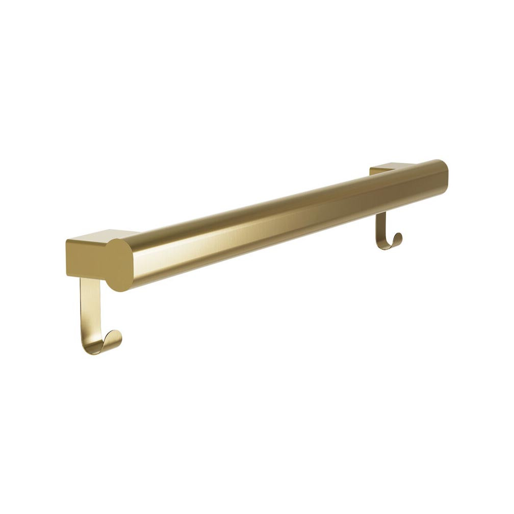 Bradley 8B1-0012496-BR Elvari Oval Grab Bar with Hooks, 24" Length, Brushed Brass