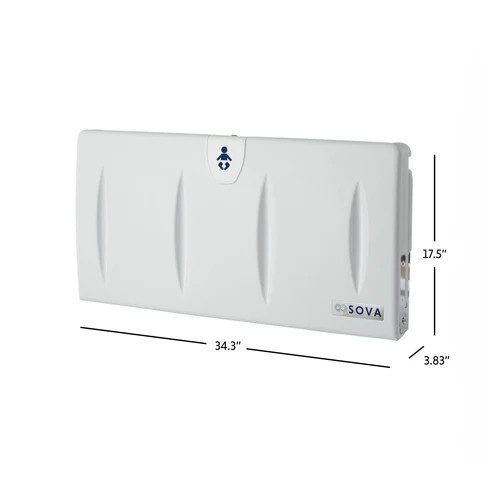 Sova 10HS0201 Origin Baby Changing Station, Horizontal, Surface Mount with EZ Mount Backer Plate, Light Gray