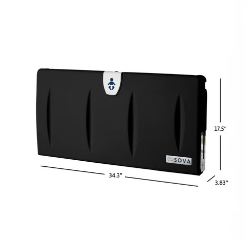 Sova 10HS0202 Origin Baby Changing Station, Horizontal, Surface Mount with EZ Mount Backer Plate, Black