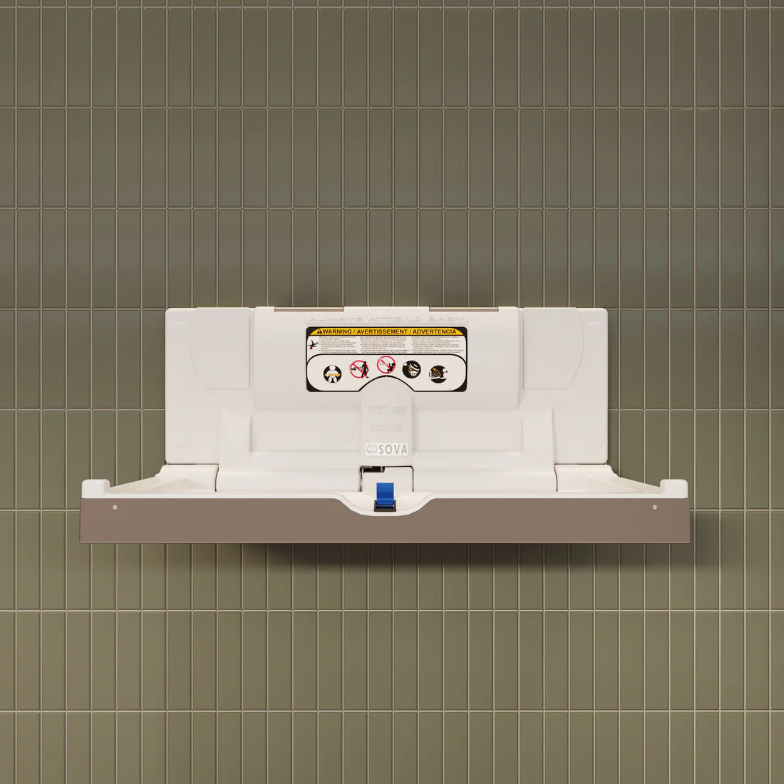 Sova 25HS0206 Aura Baby Changing Station, Frameless, Horizontal, Surface Mount, Stainless Steel