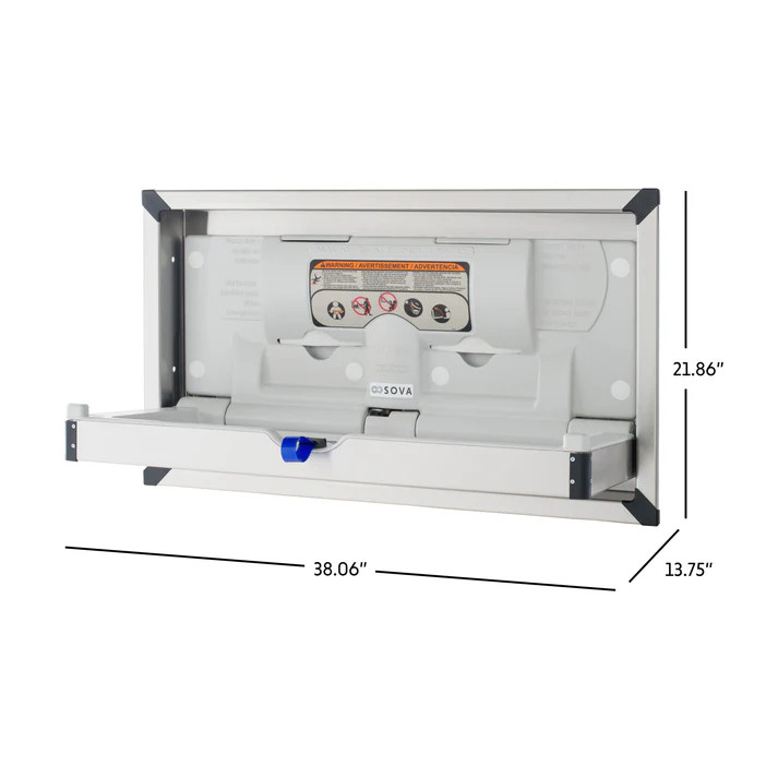 Sova 30HR0106 Vantage Baby Changing Station, Horizontal, Recessed Mount, Stainless Steel