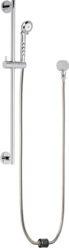 Chicago Faucets 156-LADCP Wall Mounted 1.5 GPM Hand Spray, Two 34" Stainless Steel Hoses with Auto Drain and 30" Wall Mounted Slide Bar with Hand Spray Holder