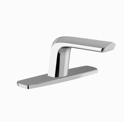 Sloan 3315401BT EBF-415-8-BAT-BDT-CP-0.5GPM-MLM-BAA-FCT Optima Smart Faucet, Bluetooth Enabled, Sensor Activated, Battery Power Supply, 8" Trim Plate, Below Deck Thermostatic Mixing Valve, Polished Chrome