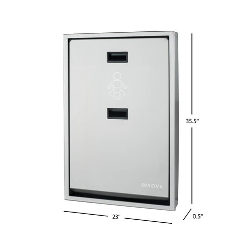 Sova 35VR0006 Summit Baby Changing Station, Vertical, Recessed Mount, Stainless Steel