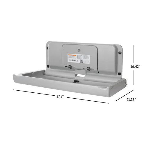 Sova 15HS0001 Span Baby Changing Station, Horizontal, Surface Mount with EZ Mount Backer Plate, Light Gray