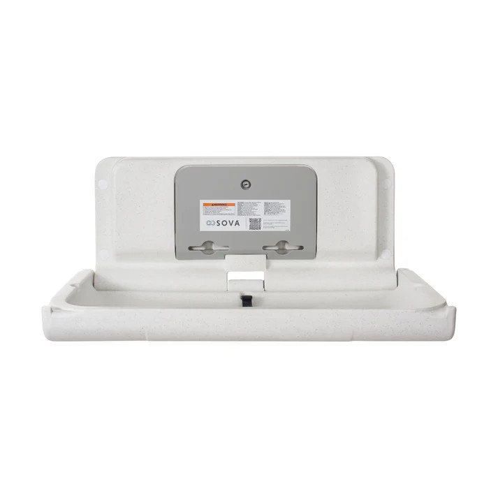 Sova 15HS0003 Span Baby Changing Station, Horizontal, Surface Mount with EZ Mount Backer Plate, White Granite