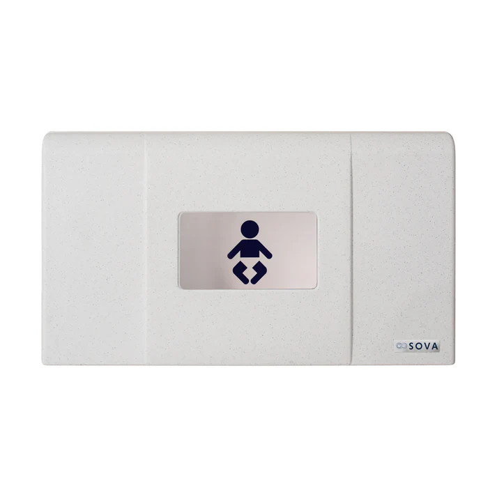 Sova 15HS0003 Span Baby Changing Station, Horizontal, Surface Mount with EZ Mount Backer Plate, White Granite