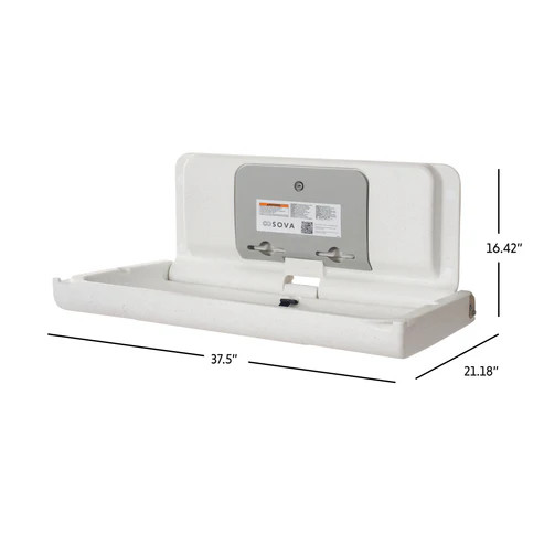 Sova 15HS0003 Span Baby Changing Station, Horizontal, Surface Mount with EZ Mount Backer Plate, White Granite