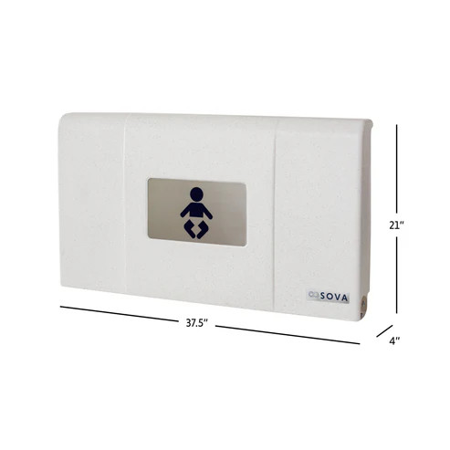 Sova 15HS0003 Span Baby Changing Station, Horizontal, Surface Mount with EZ Mount Backer Plate, White Granite