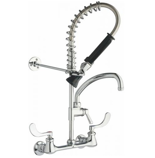 Chicago Faucets 523-613-317ABCP Mini Pre-Rinse Fitting with 8" Adjustable Centers and 9 1/2" L-Type Swing Spout